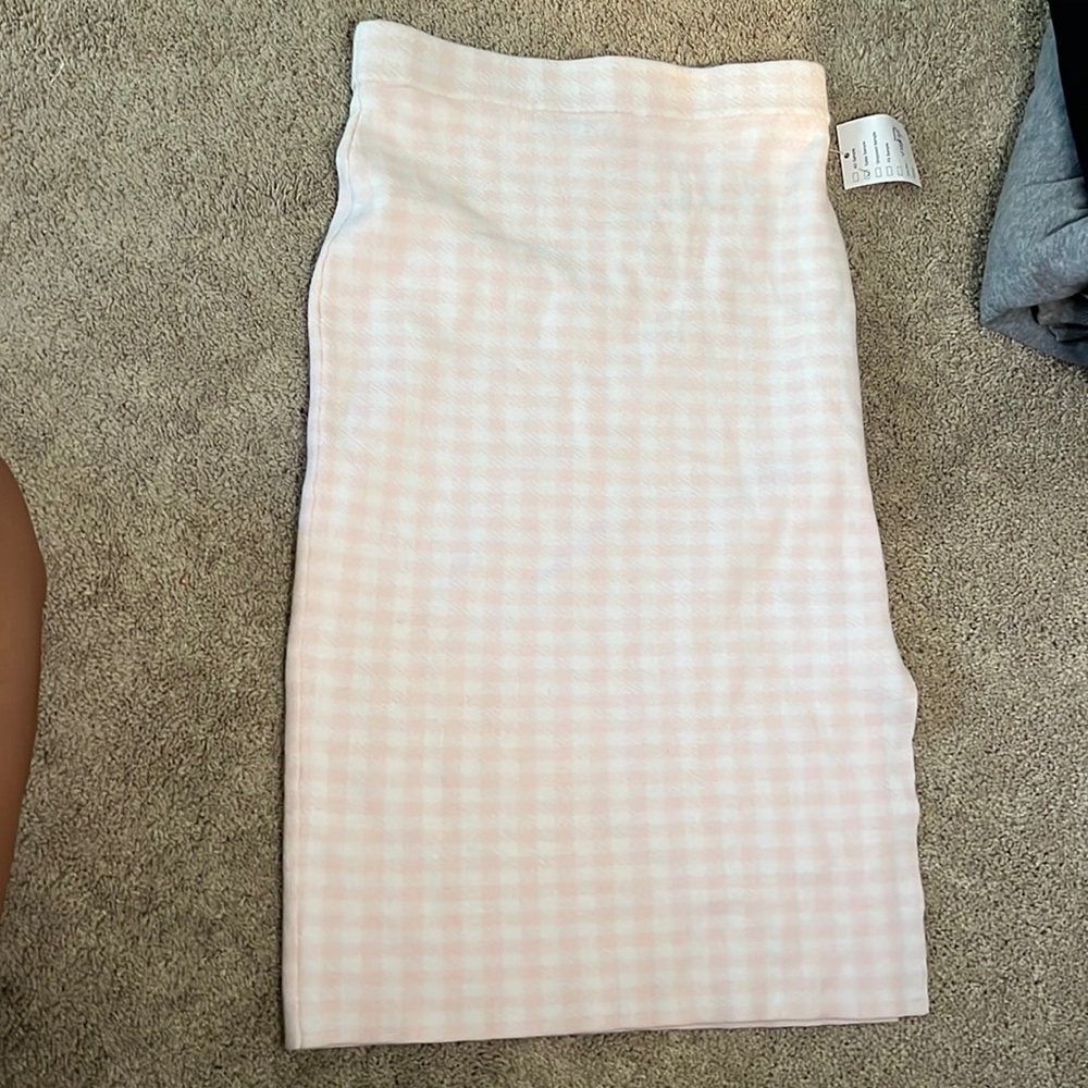 Pink and white checkered Tahari midi skirt, size small